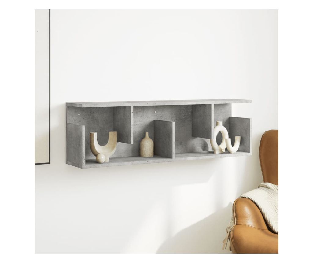 betonszürke szerelt fa faliszekrény 100 x 20 x 30 cm - 3