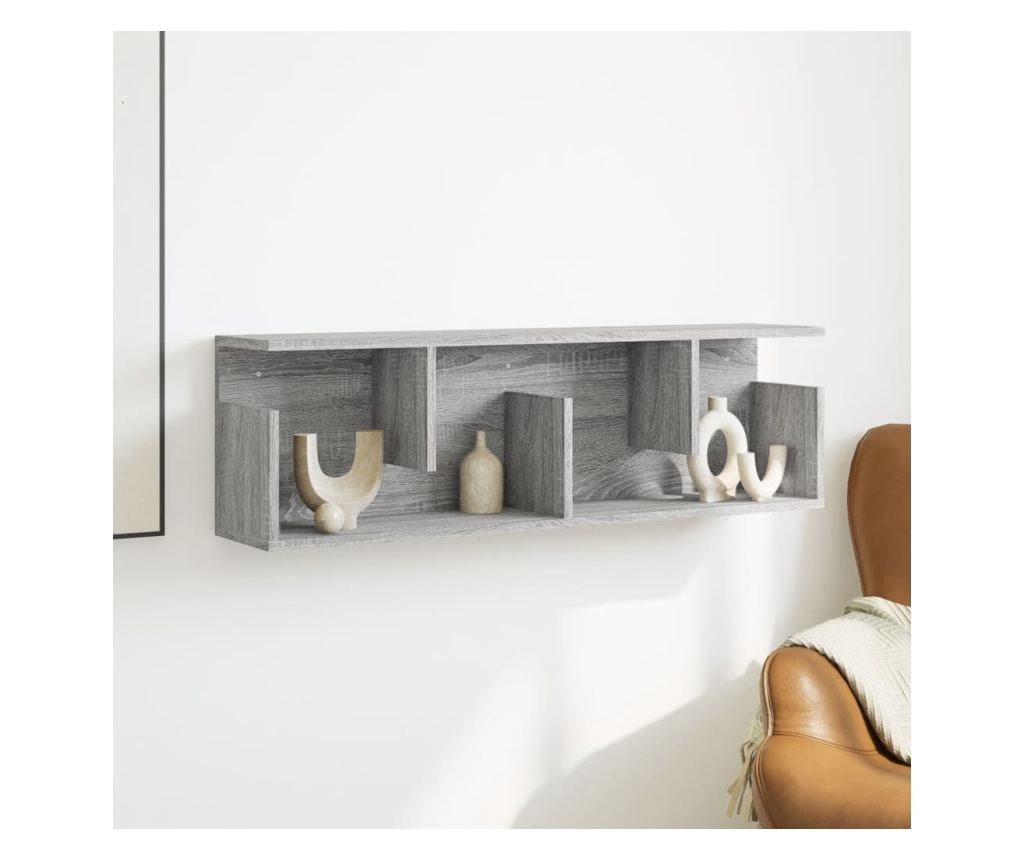 szürke sonoma színű szerelt fa faliszekrény 100 x 20 x 30 cm - 3