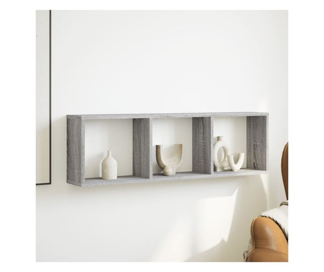 szürke sonoma színű szerelt fa faliszekrény 100 x 16 x 30 cm