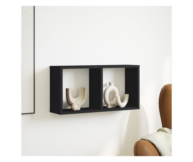 fekete szerelt fa faliszekrény 60 x 16 x 30 cm