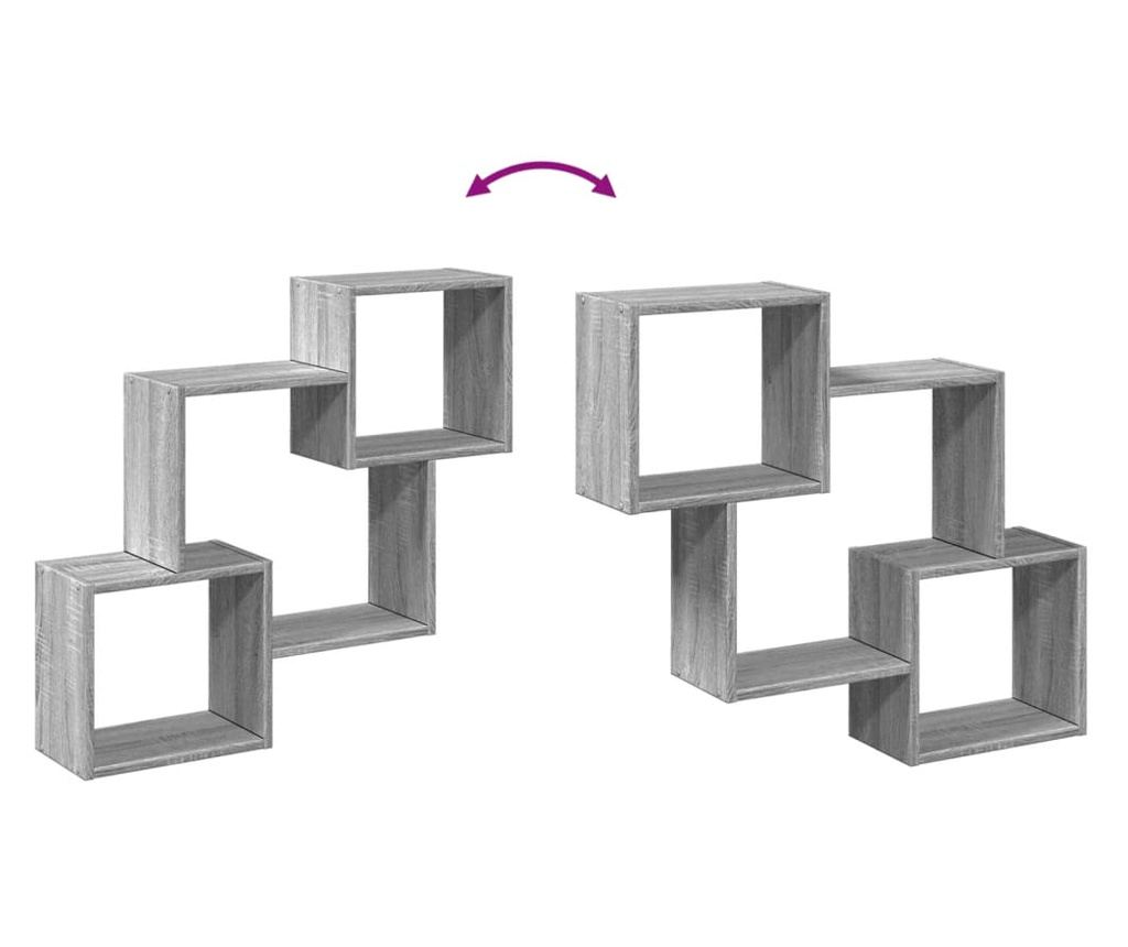 szürke sonoma színű szerelt fa faliszekrény 78 x 18 x 71 cm - 7