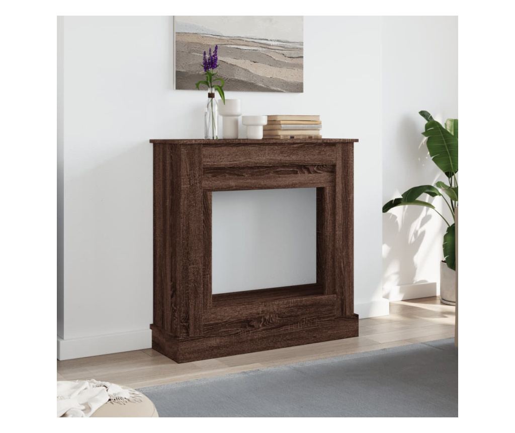 barna tölgy színű szerelt fa kandallóburkolat 90 x 30 x 90 cm - 3