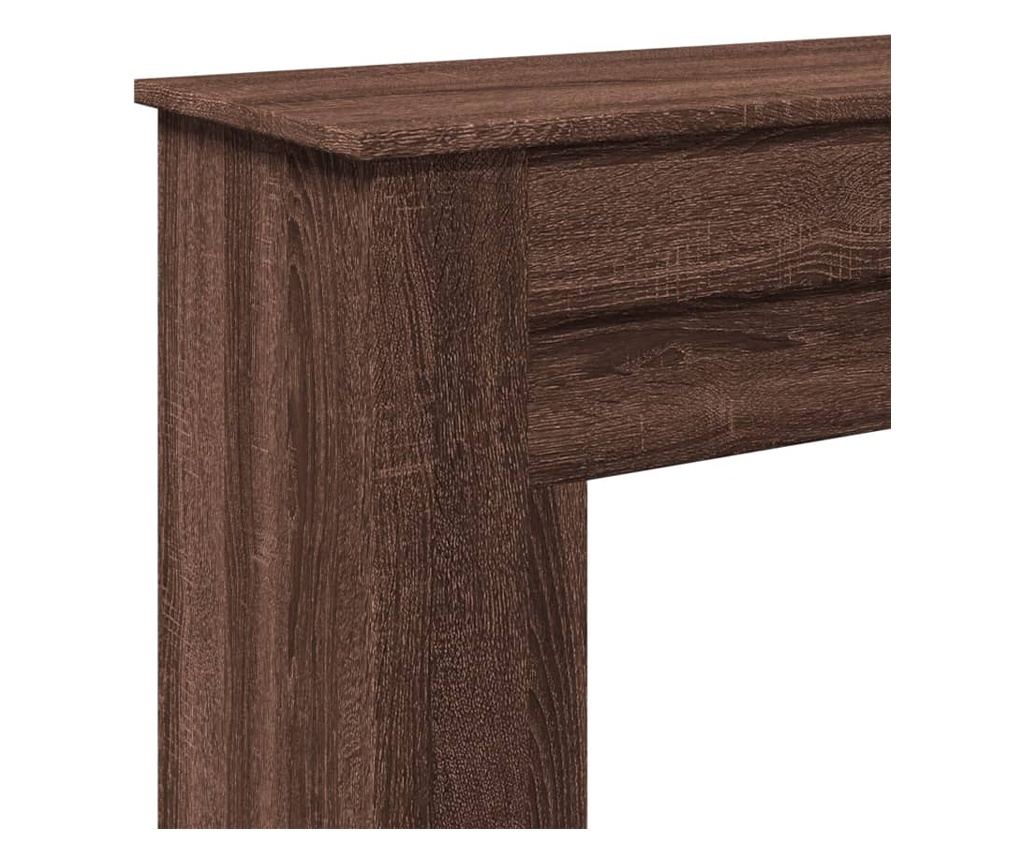 barna tölgy színű szerelt fa kandallóburkolat 90 x 30 x 90 cm - 7