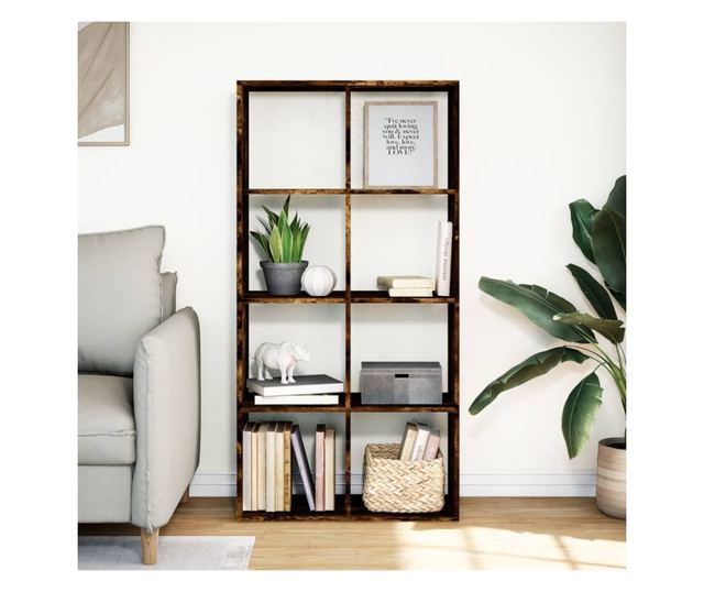 füstös tölgy szerelt fa elválasztó könyvespolc 69,5x29x137,5 cm