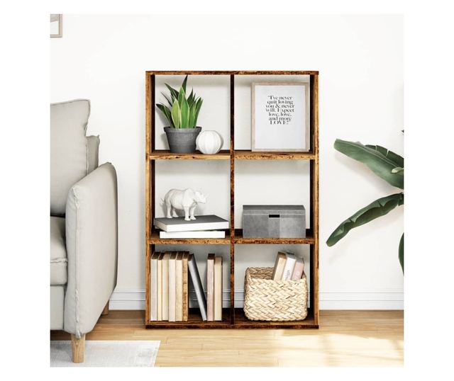 antik fa színű fa térelválasztó könyvespolc 69,5x29x103,5 cm