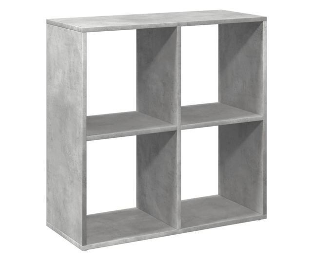 betonszürke szerelt fa elválasztó könyvespolc 69,5x29x69,5 cm