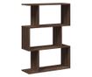 3 szintes barna tölgy fa elválasztó könyvespolc 70x24x97 cm