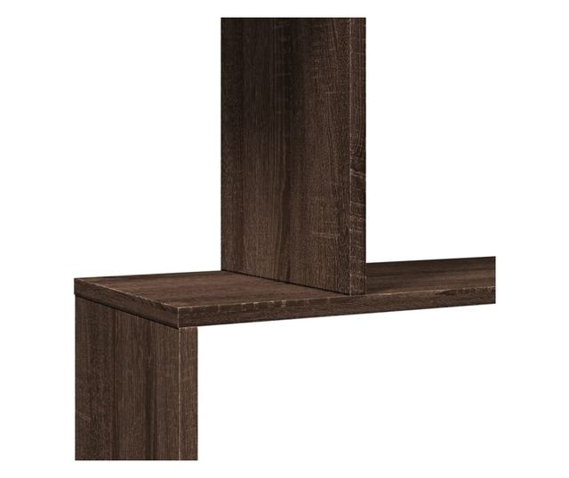 3 szintes barna tölgy fa elválasztó könyvespolc 70x24x97 cm