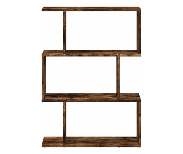 3 szintes füstös tölgy fa elválasztó könyvespolc 70x24x97 cm