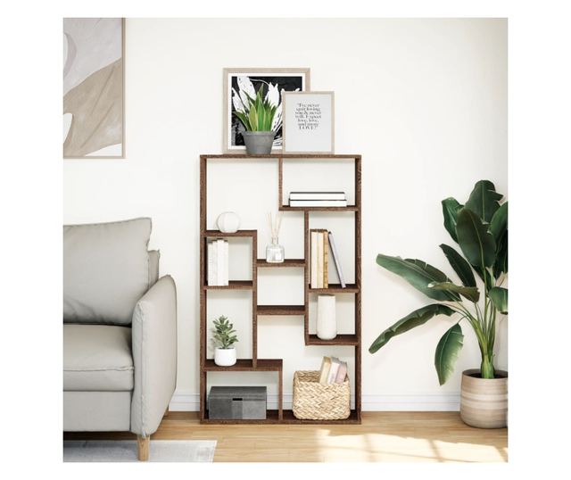 barna tölgy színű szerelt fa könyvespolc 72 x 20 x 120 cm