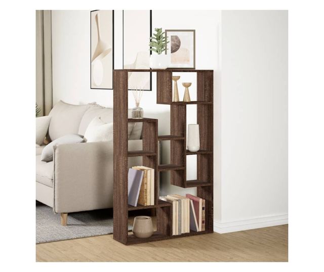 barna tölgy színű szerelt fa könyvespolc 72 x 20 x 120 cm