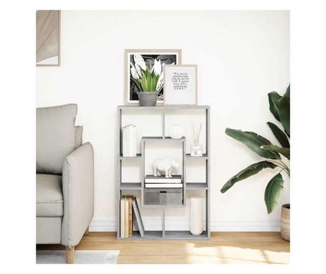 szürke sonoma színű szerelt fa könyvespolc 63 x 20 x 90 cm