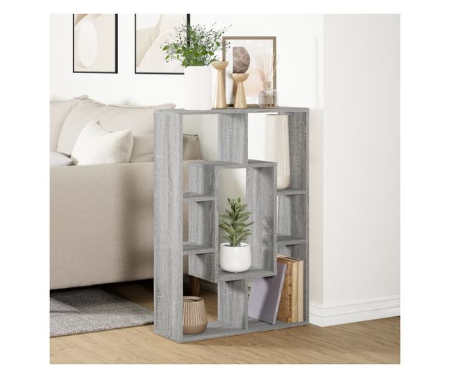 szürke sonoma színű szerelt fa könyvespolc 63 x 20 x 90 cm