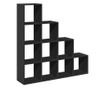 4 szintes fekete fa térelválasztó könyvespolc 131,5x29x131,5 cm