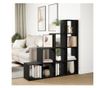 4 szintes fekete fa térelválasztó könyvespolc 131,5x29x131,5 cm