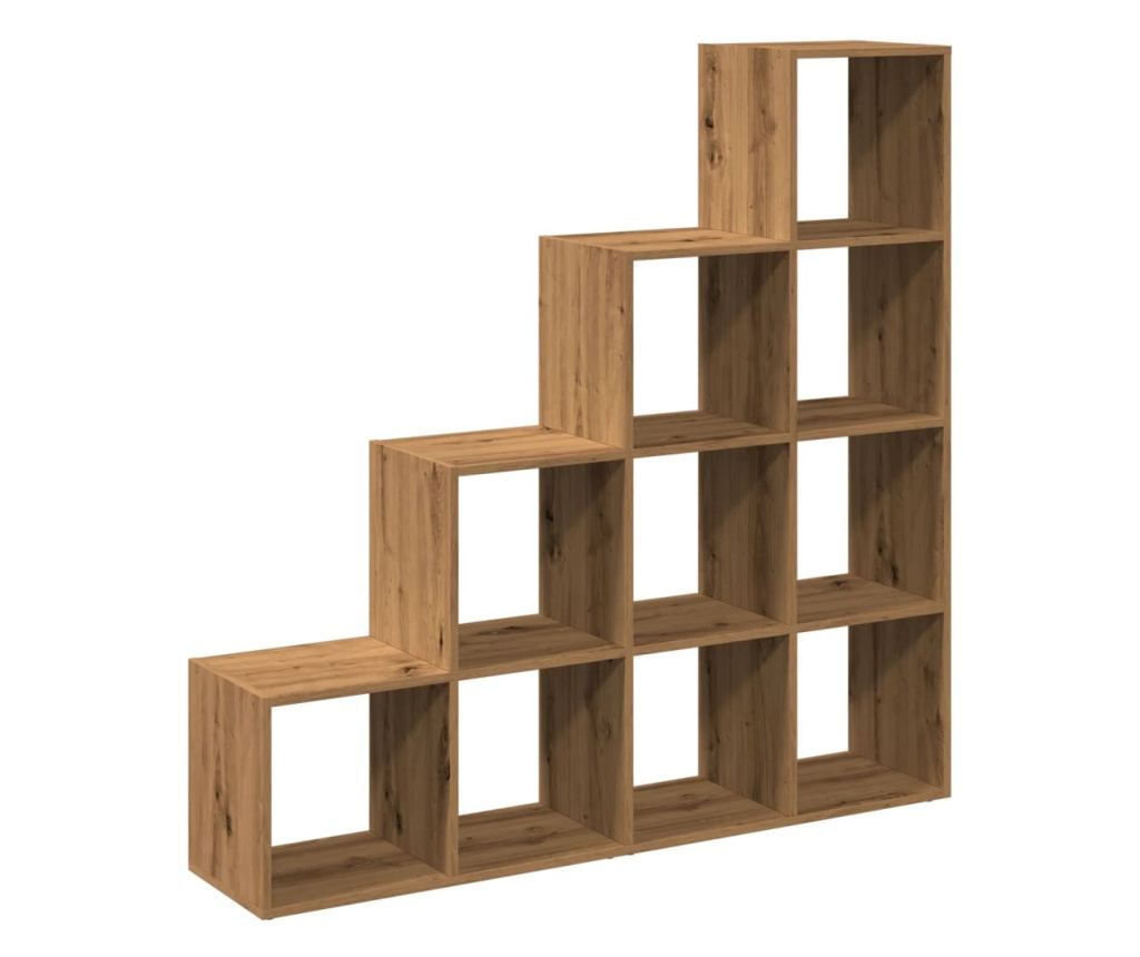 4 szintes kézműves fa elválasztó könyvespolc 131,5x29x131,5 cm - 7