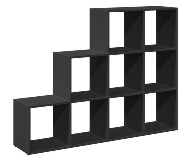 3 szintes fekete fa térelválasztó könyvespolc 137,5x29x103,5 cm