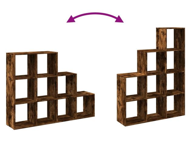 3 szintes füstös tölgy elválasztó könyvespolc 137,5x29x103,5 cm