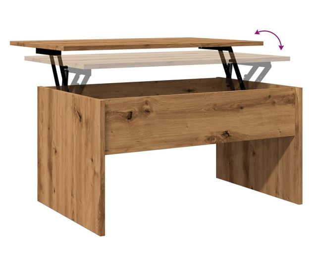 kézműves tölgy színű szerelt fa dohányzóasztal 80x50,5x41,5 cm