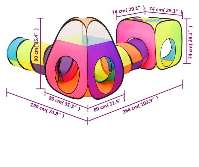 többszínű gyerekjátszósátor 190 x 264 x 90 cm