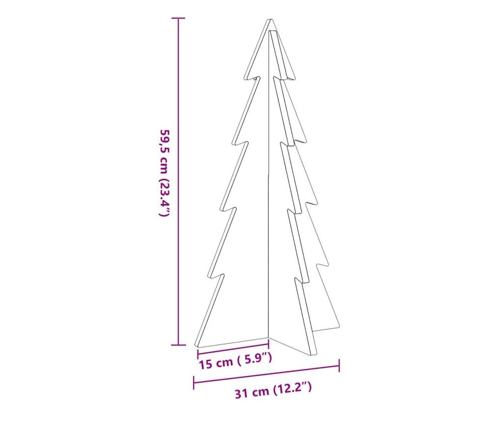 fehér tömör fenyőfa karácsonyfa-dekoráció 59,5 cm - 8