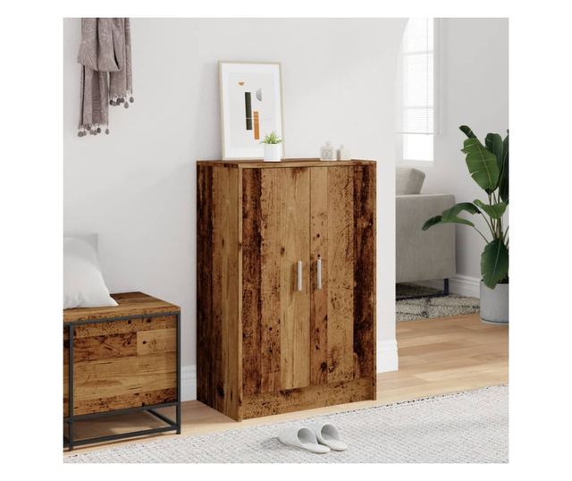 antik fa színű szerelt fa cipősszekrény 60 x 35 x 92 cm