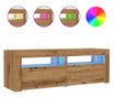 kézműves tölgy szerelt fa TV-szekrény LED-ekkel 120x35x40 cm