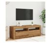 kézműves tölgy szerelt fa TV-szekrény LED-ekkel 120x35x40 cm