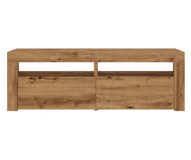 kézműves tölgy szerelt fa TV-szekrény LED-ekkel 120x35x40 cm