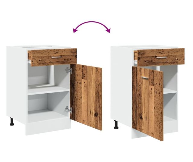 antik fa színű szerelt fa fiókos alsószekrény 50 x 46 x 81,5 cm