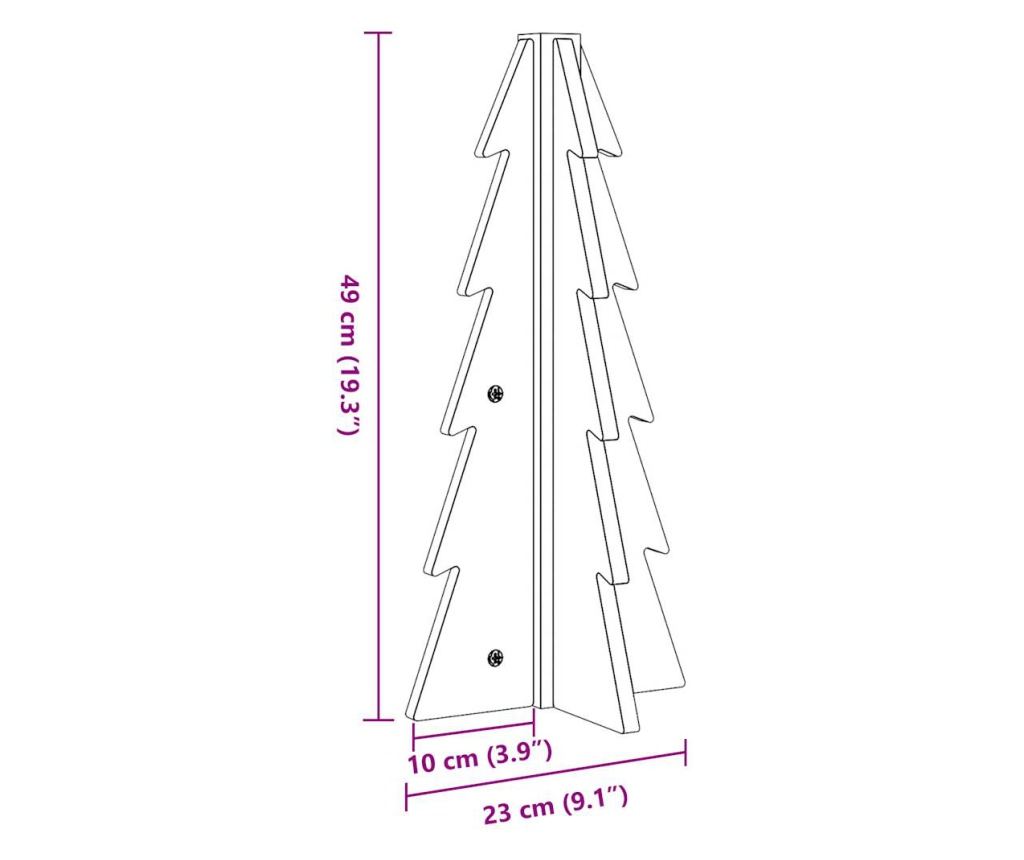 fehér tömör fenyőfa karácsonyfa-dekoráció 49 cm - 8