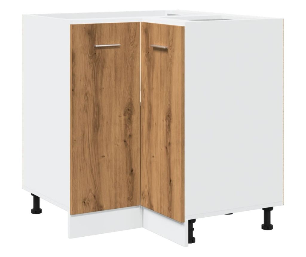 kézműves tölgyszínű szerelt fa konyhaszekrény 75,5x75,5x81,5 cm - 2