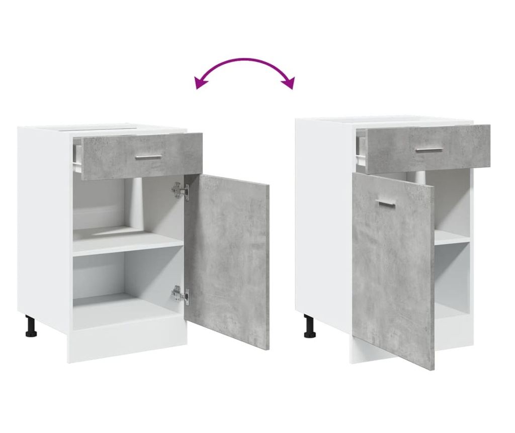 betonszürke szerelt fa fiókos alsószekrény 50 x 46 x 81,5 cm - 7