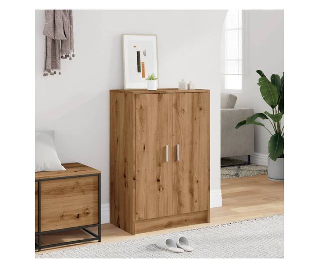 kézműves tölgy színű szerelt fa cipősszekrény 60 x 35 x 92 cm