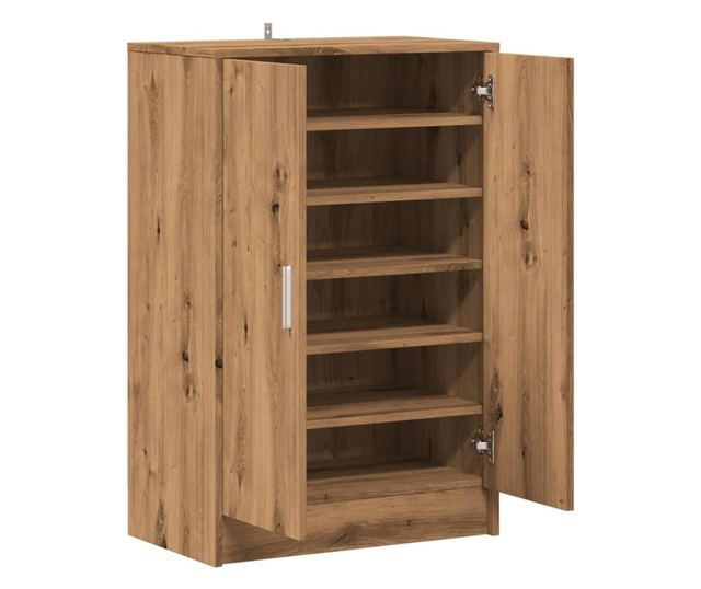 kézműves tölgy színű szerelt fa cipősszekrény 60 x 35 x 92 cm