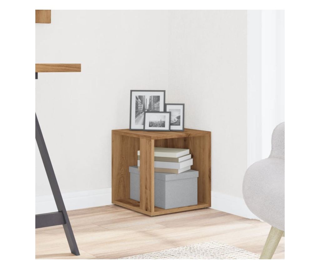 kézműves tölgy színű szerelt fa kisszekrény 33 x 33 x 34 cm - 3