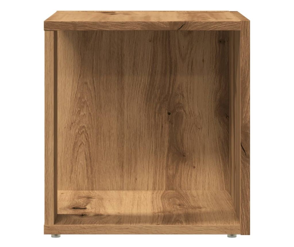 kézműves tölgy színű szerelt fa kisszekrény 33 x 33 x 34 cm - 4