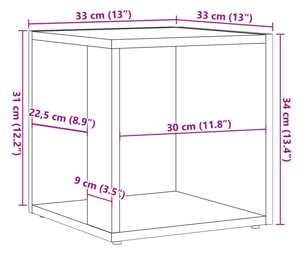 kézműves tölgy színű szerelt fa kisszekrény 33 x 33 x 34 cm - 9