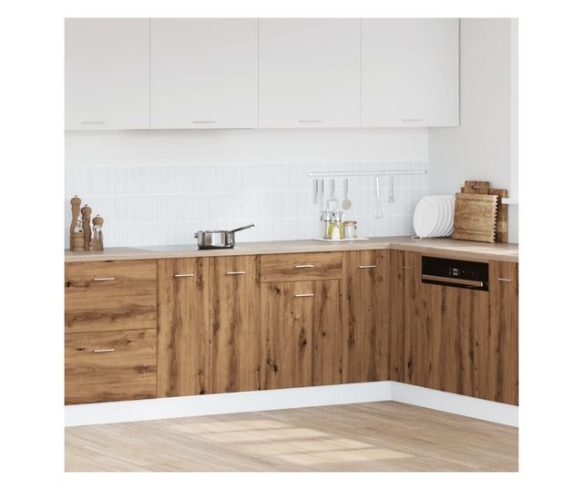 kézműves tölgyszínű szerelt fa fiókos alsószekrény 50x46x81,5cm