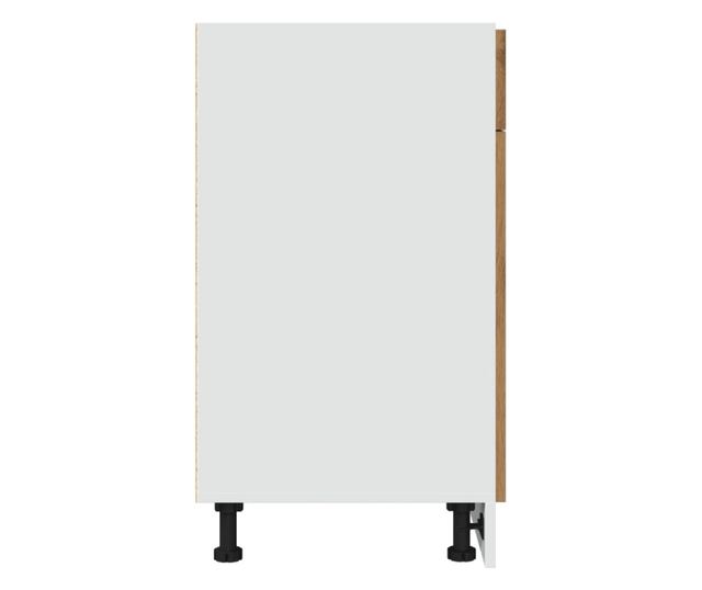 kézműves tölgyszínű szerelt fa fiókos alsószekrény 50x46x81,5cm