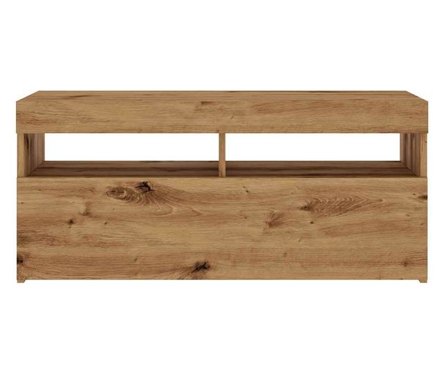 kézműves tölgy szerelt fa TV-szekrény LED-ekkel 90x35x40 cm