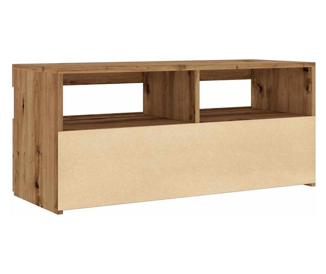 kézműves tölgy szerelt fa TV-szekrény LED-ekkel 90x35x40 cm