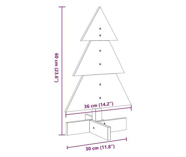 fehér tömör fenyőfa karácsonyfa-dekoráció 60 cm