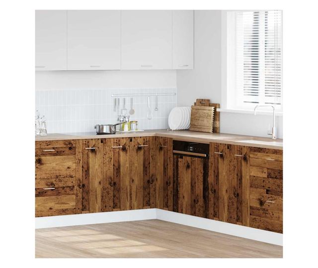 antik fa színű szerelt fa konyhaszekrény 75,5 x 75,5 x 81,5 cm