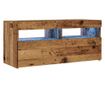 antik fa színű szerelt fa TV-szekrény LED-ekkel 90x35x40 cm