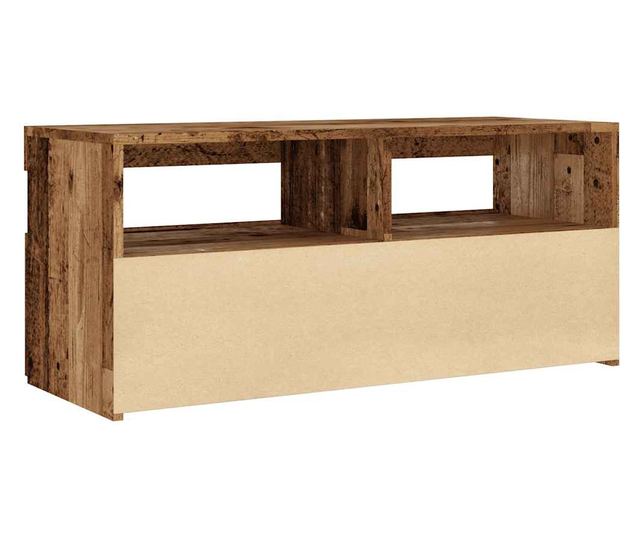 antik fa színű szerelt fa TV-szekrény LED-ekkel 90x35x40 cm