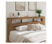 kézműves tölgyszínű szerelt fa LED-es fejtámla 220x18,5x103,5cm