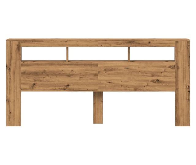 kézműves tölgyszínű szerelt fa LED-es fejtámla 220x18,5x103,5cm