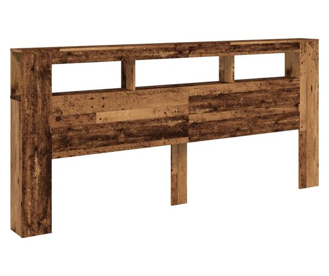 antik fa színű szerelt fa LED-es fejtámla 220x18,5x103,5 cm