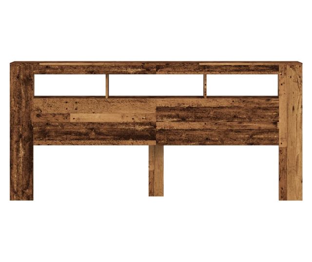 antik fa színű szerelt fa LED-es fejtámla 220x18,5x103,5 cm